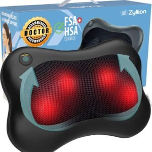 Zyllion ZMA-13 Back and Neck Massager with Heat for Pain Relief, Black