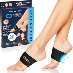 Copper Compression Arch Support Sleeves for Plantar Fasciitis Symptoms, Pain, Flat Feet & High Arches - Image 1