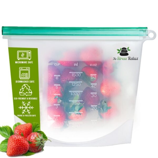 Pack of 1 Large No Stress Relax reusable silicone food storage bag
